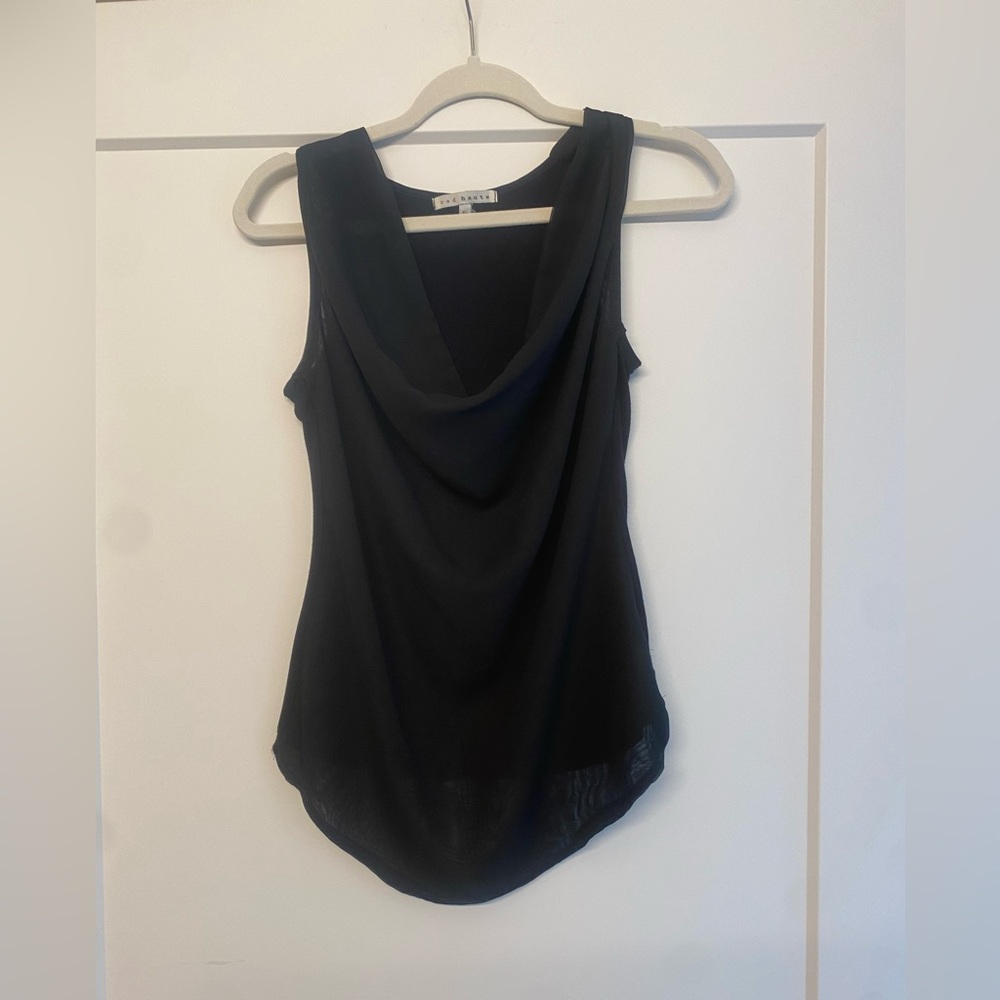 Red Haute Black Drape Sleeveless Blouse